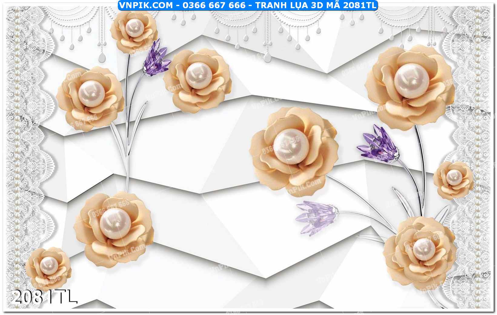 Tranh lụa 3D – Tranh trang trí dán tường 2081TL