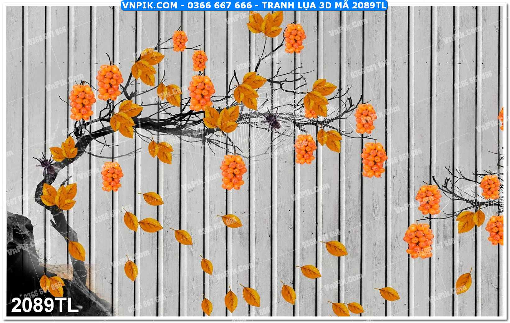 Tranh lụa 3D – Tranh trang trí dán tường 2089TL