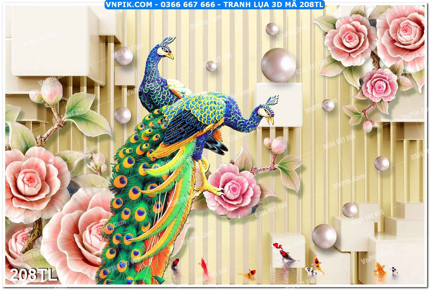 Tranh lụa 3D – Tranh trang trí dán tường 208TL