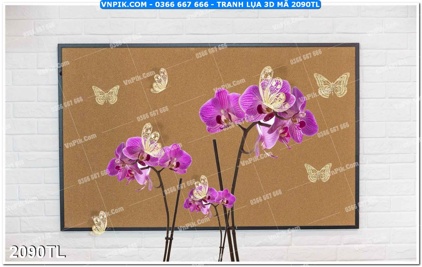 Tranh lụa 3D – Tranh trang trí dán tường 2090TL