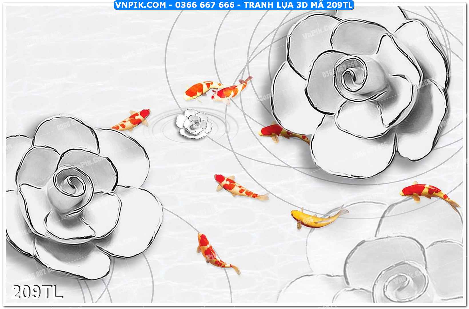 Tranh lụa 3D – Tranh trang trí dán tường 209TL