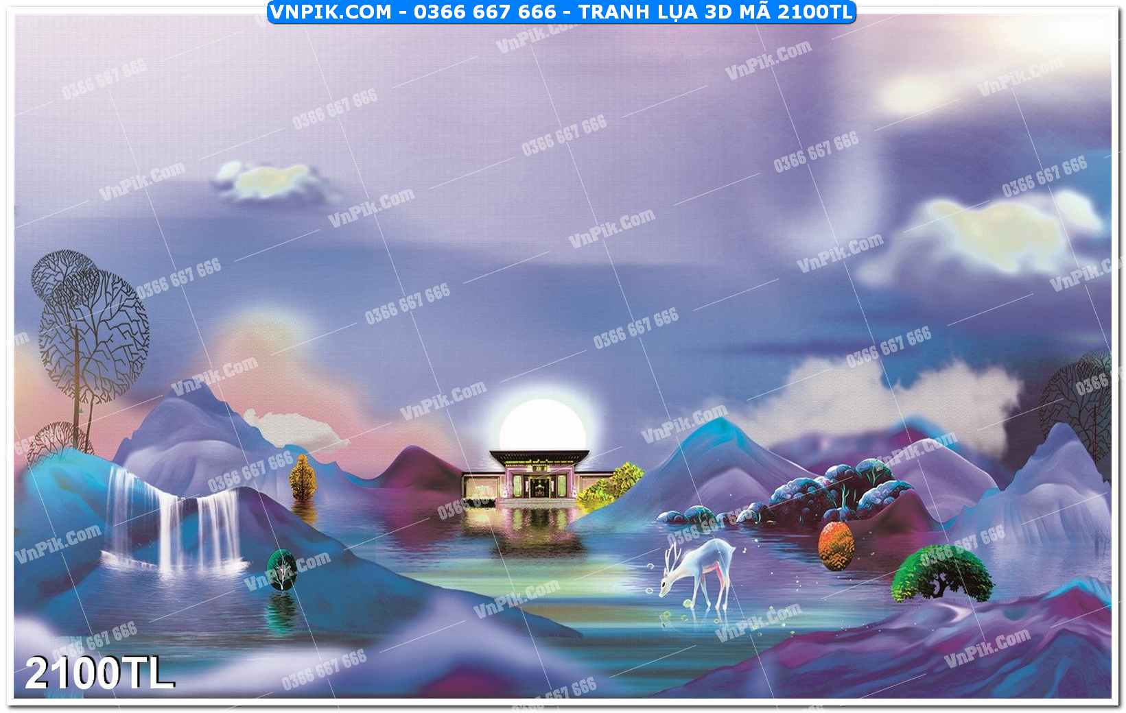 Tranh lụa 3D – Tranh trang trí dán tường 2100TL