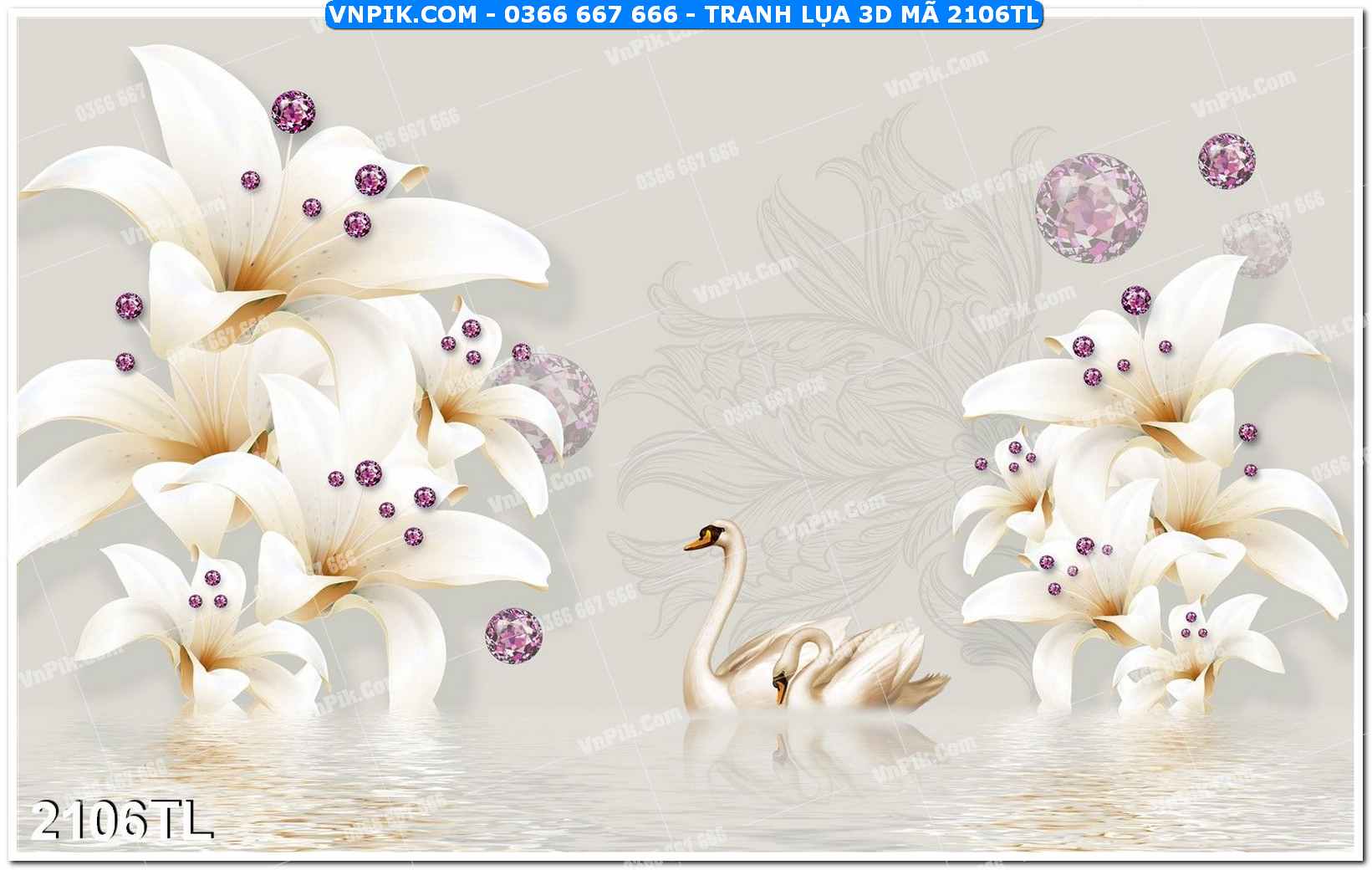 Tranh lụa 3D – Tranh trang trí dán tường 2106TL