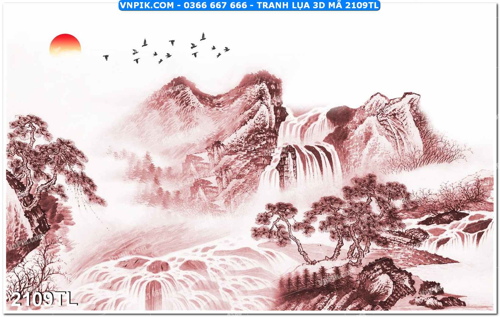 Tranh lụa 3D – Tranh trang trí dán tường 2109TL