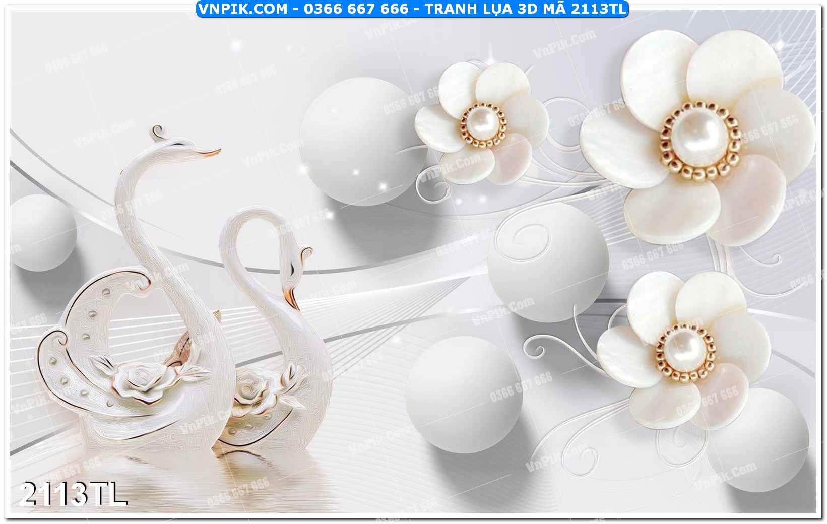 Tranh lụa 3D – Tranh trang trí dán tường 2113TL