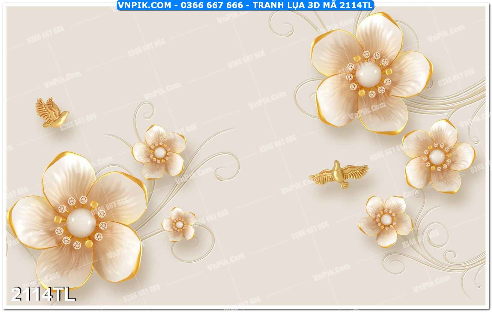 Tranh lụa 3D – Tranh trang trí dán tường 2114TL