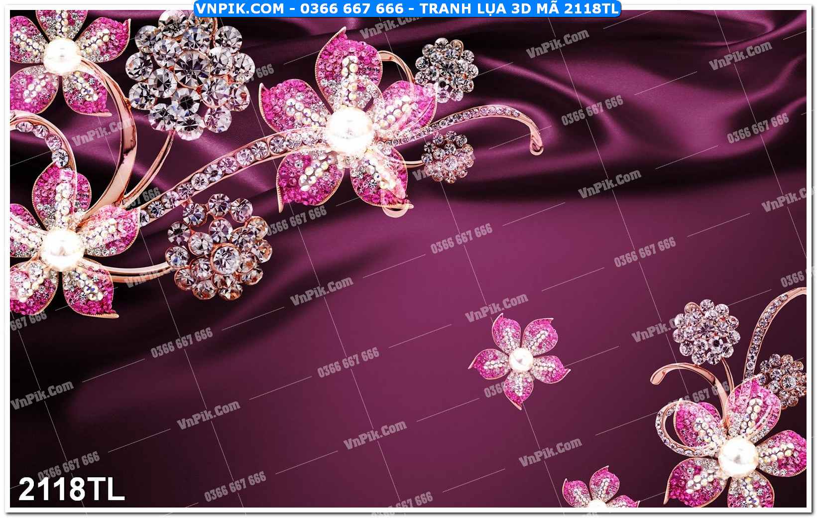 Tranh lụa 3D – Tranh trang trí dán tường 2118TL