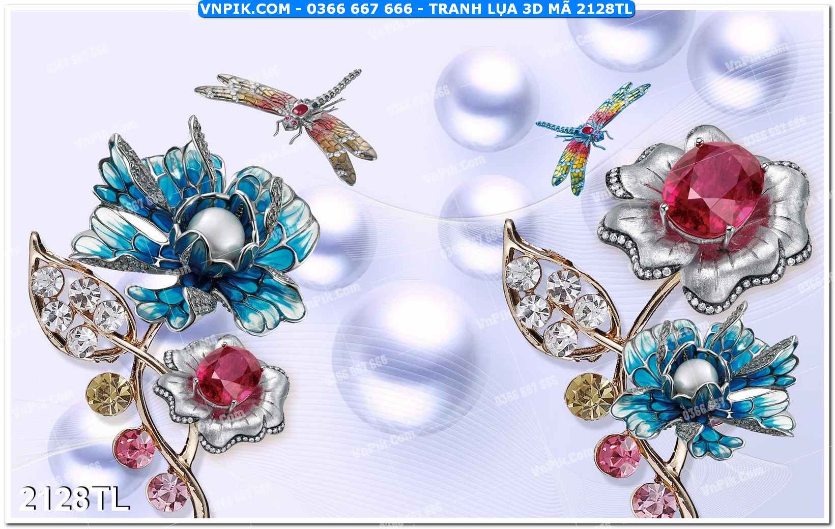 Tranh lụa 3D – Tranh trang trí dán tường 2128TL