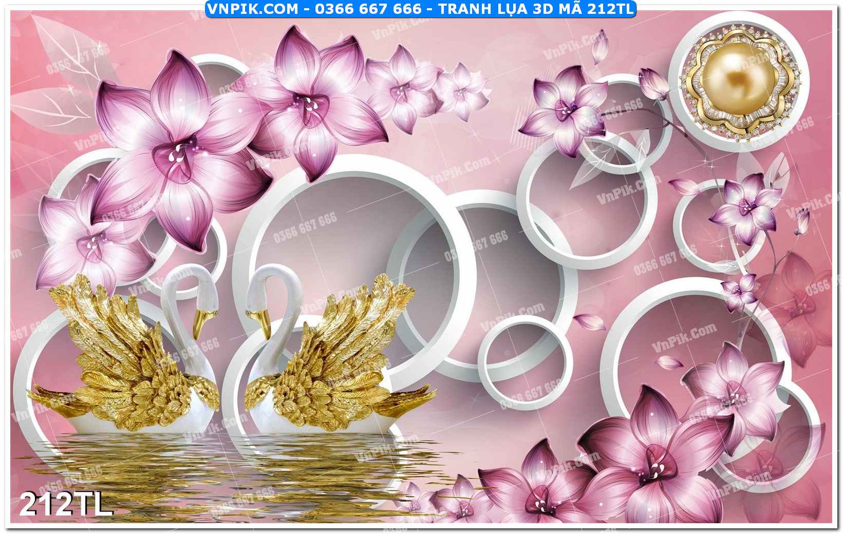 Tranh lụa 3D – Tranh trang trí dán tường 212TL