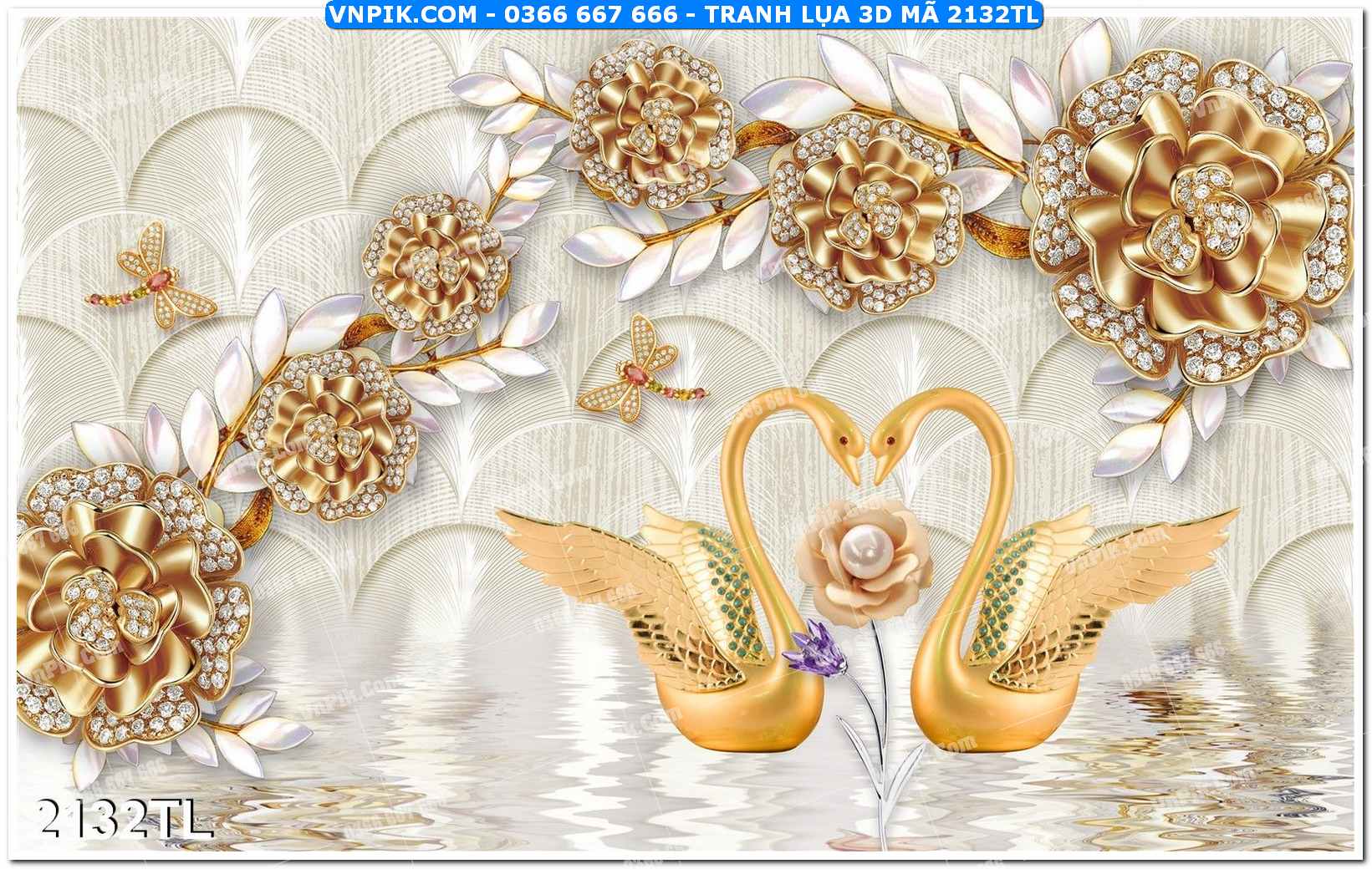 Tranh lụa 3D – Tranh trang trí dán tường 2132TL