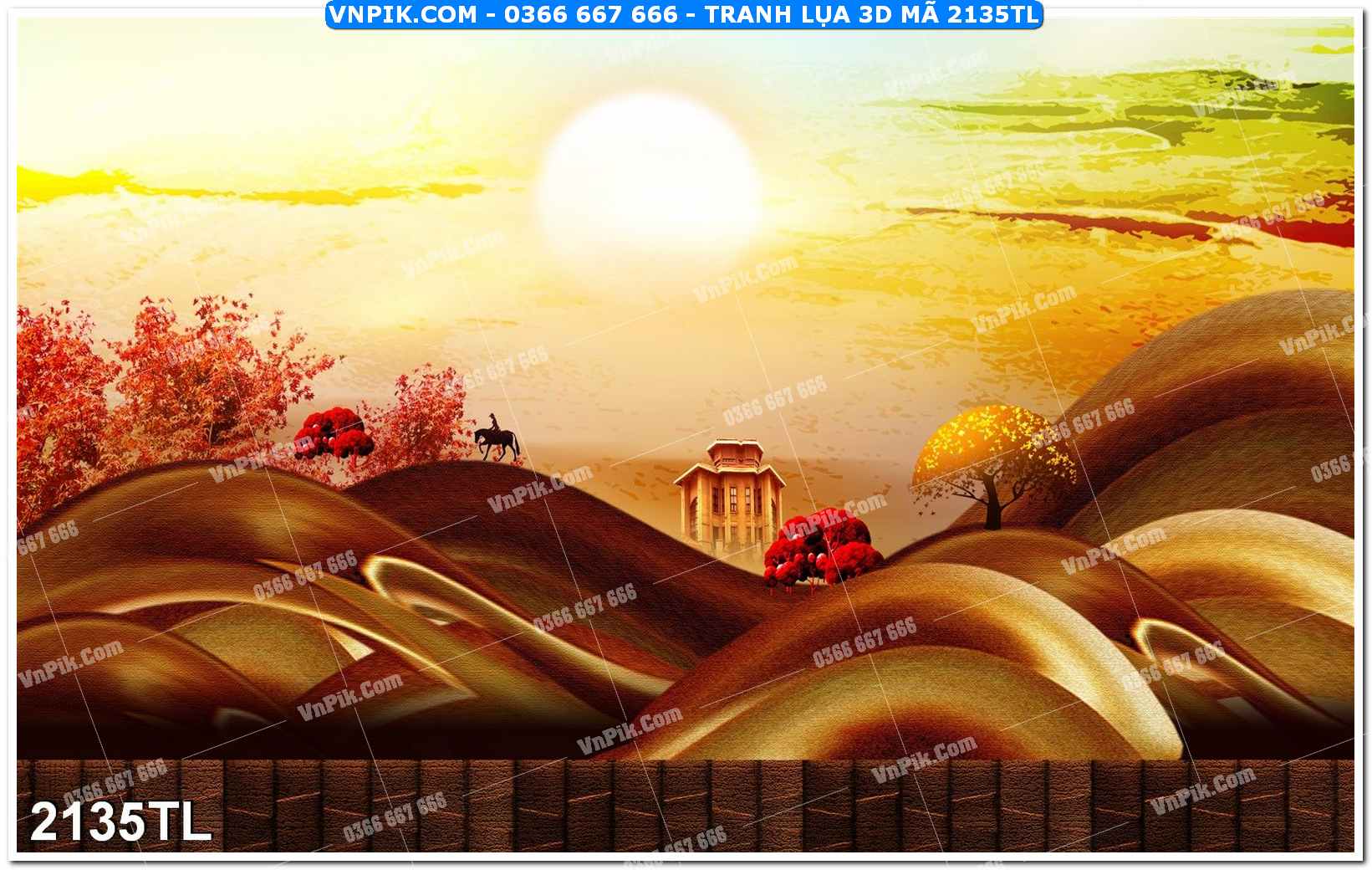 Tranh lụa 3D – Tranh trang trí dán tường 2135TL