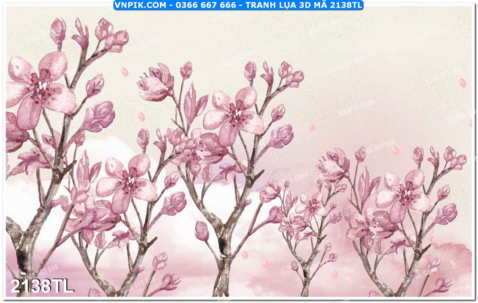 Tranh lụa 3D – Tranh trang trí dán tường 2138TL