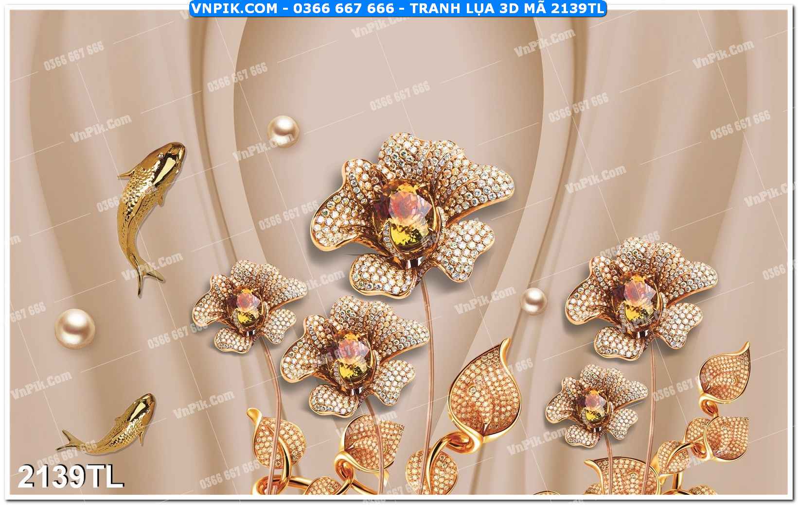 Tranh lụa 3D – Tranh trang trí dán tường 2139TL