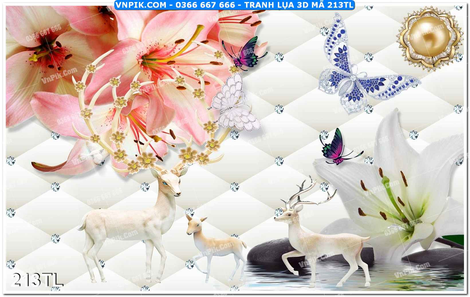 Tranh lụa 3D – Tranh trang trí dán tường 213TL