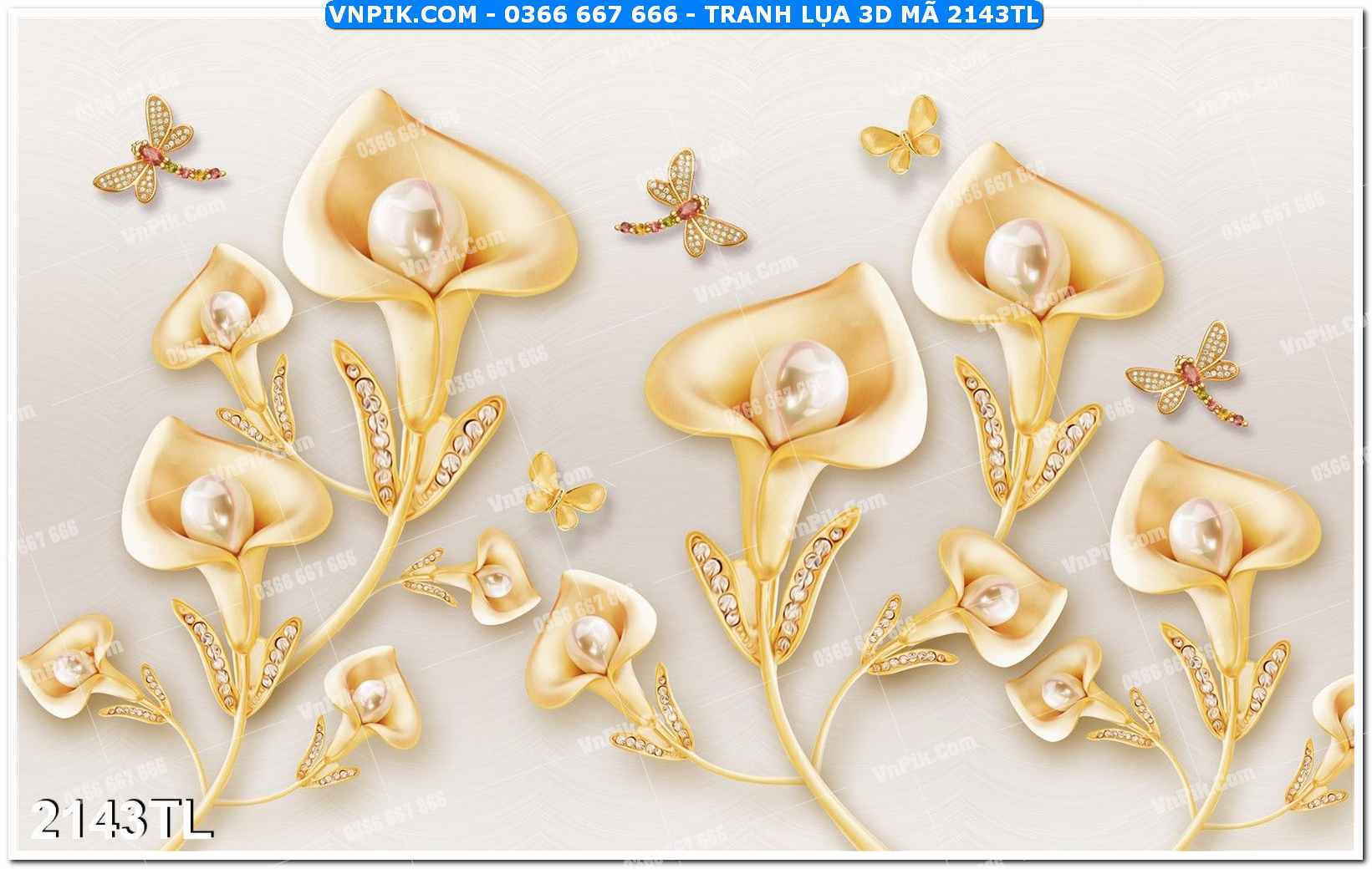 Tranh lụa 3D – Tranh trang trí dán tường 2143TL