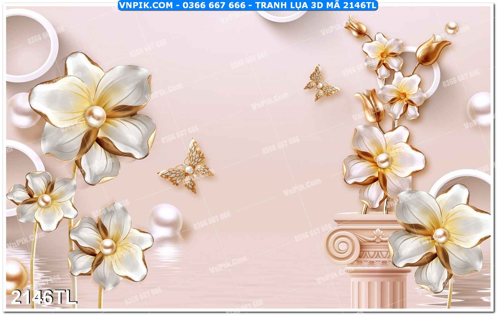 Tranh lụa 3D – Tranh trang trí dán tường 2146TL