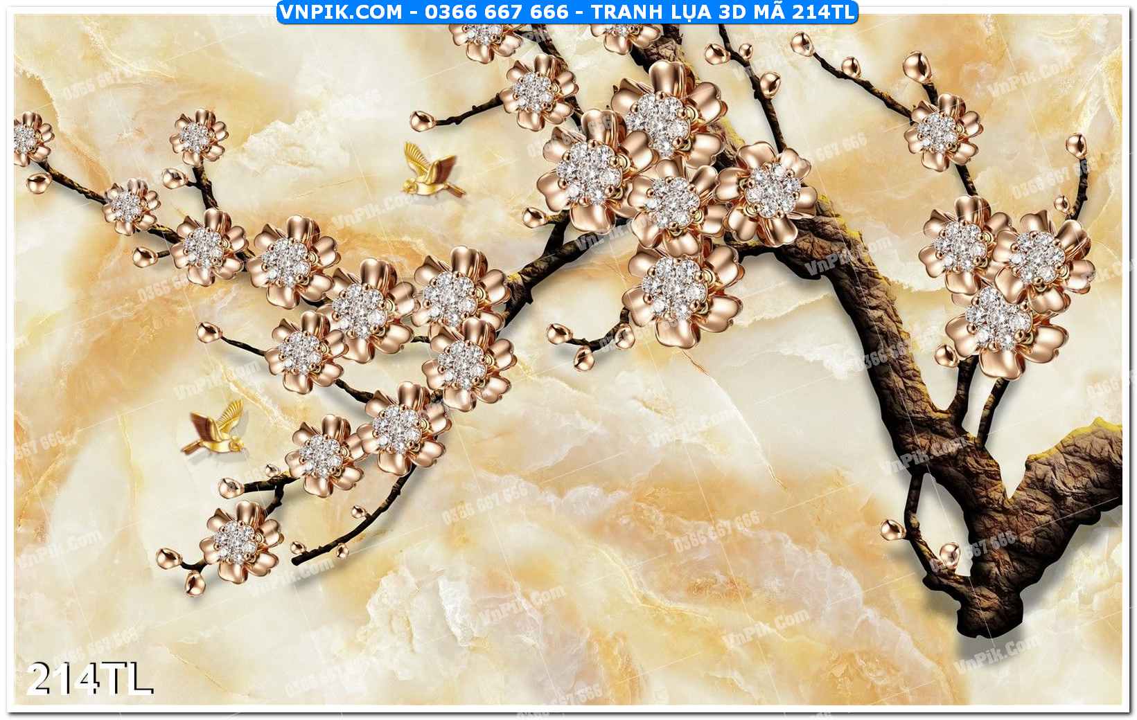 Tranh lụa 3D – Tranh trang trí dán tường 214TL