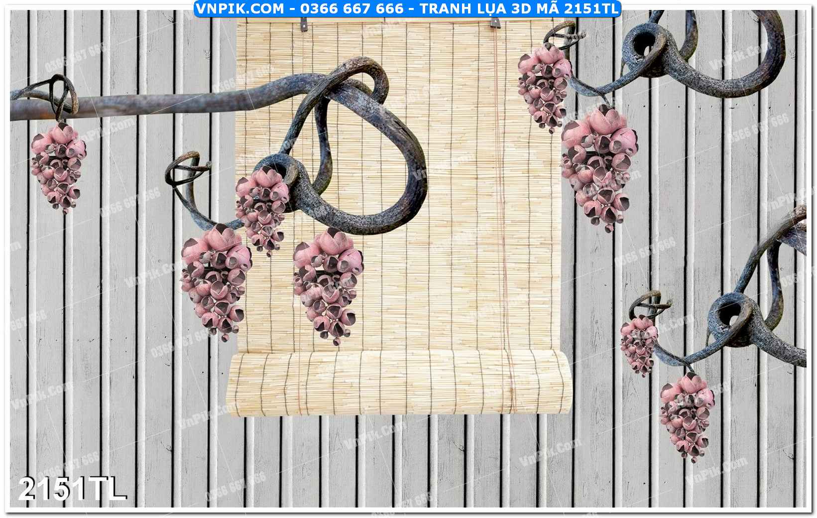 Tranh lụa 3D – Tranh trang trí dán tường 2151TL