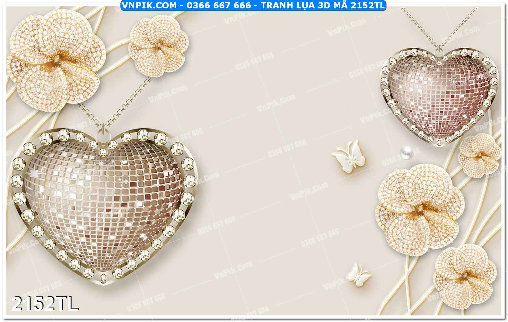 Tranh lụa 3D – Tranh trang trí dán tường 2152TL