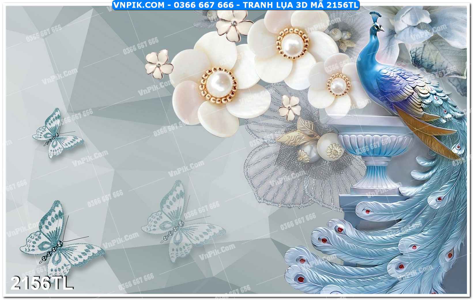 Tranh lụa 3D – Tranh trang trí dán tường 2156TL