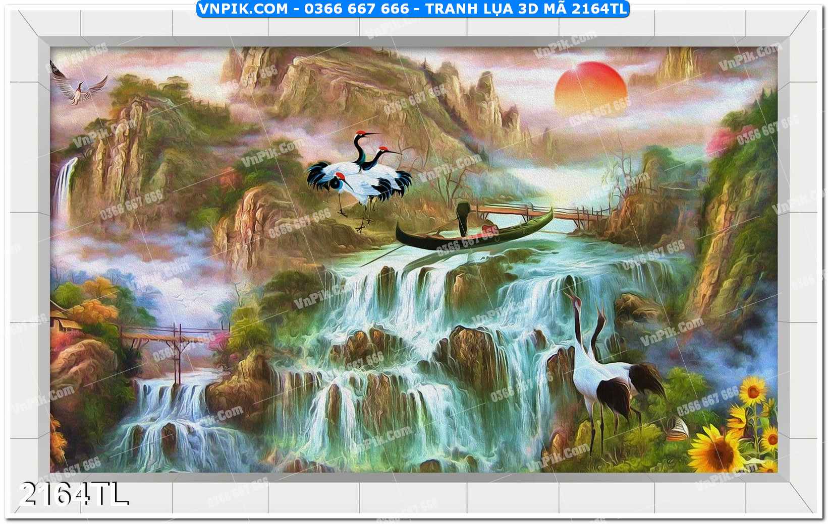 Tranh lụa 3D – Tranh trang trí dán tường 2164TL