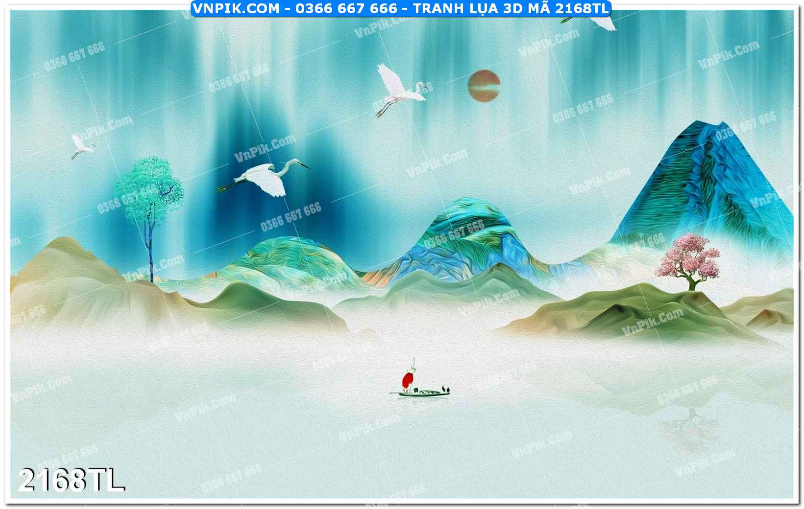 Tranh lụa 3D – Tranh trang trí dán tường 2168TL