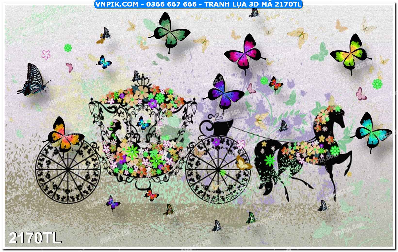 Tranh lụa 3D – Tranh trang trí dán tường 2170TL