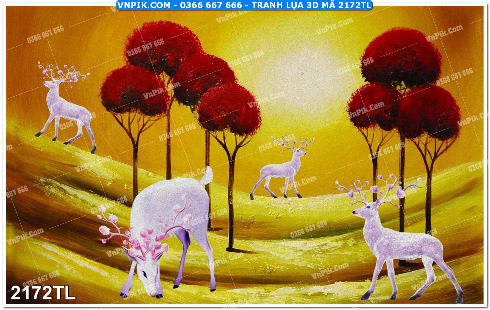 Tranh lụa 3D – Tranh trang trí dán tường 2172TL