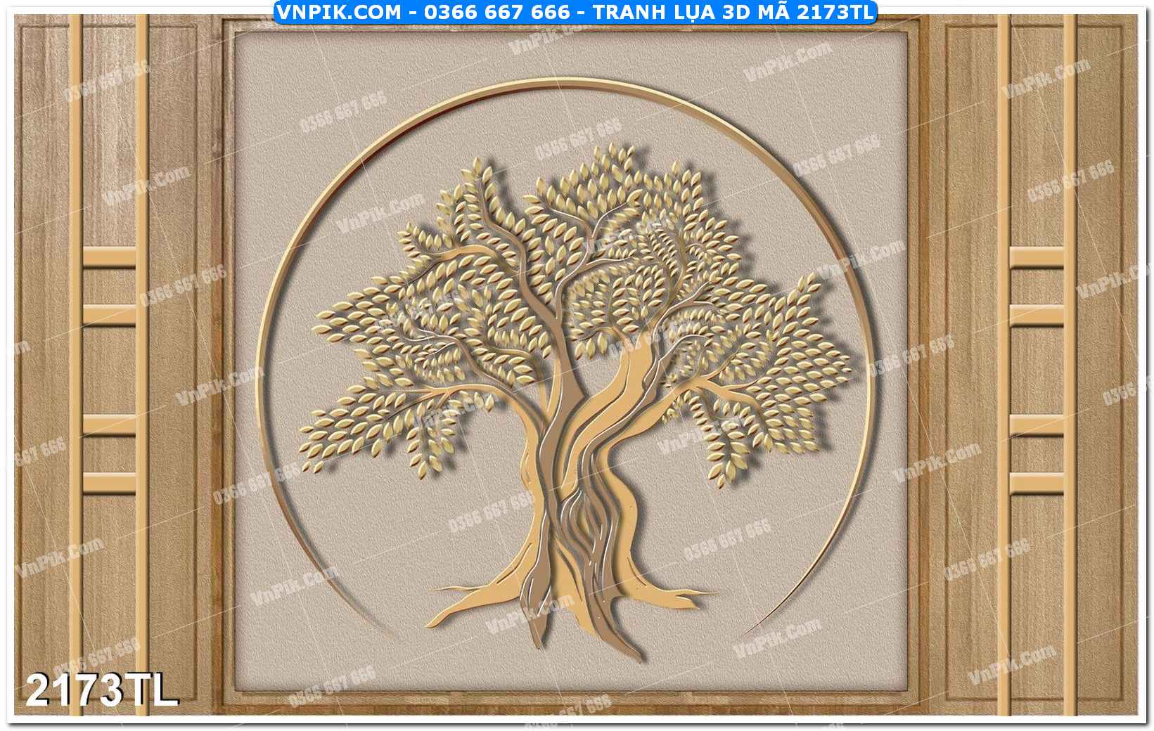 Tranh lụa 3D – Tranh trang trí dán tường 2173TL