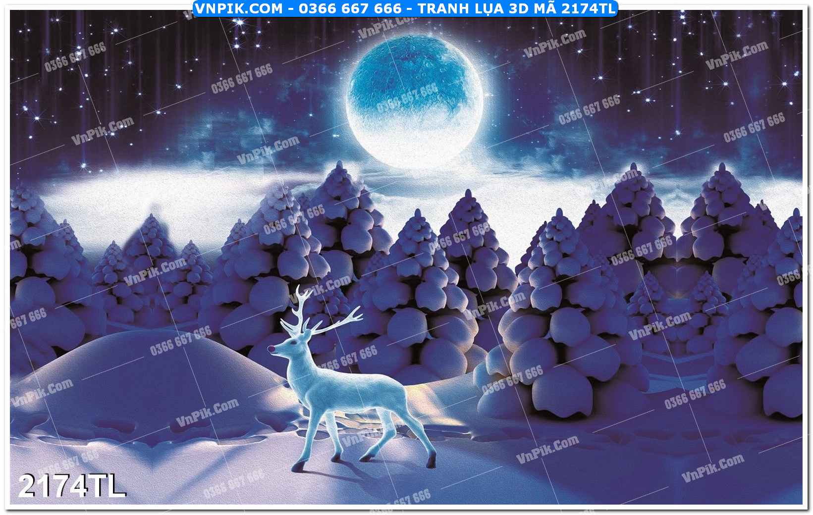 Tranh lụa 3D – Tranh trang trí dán tường 2174TL