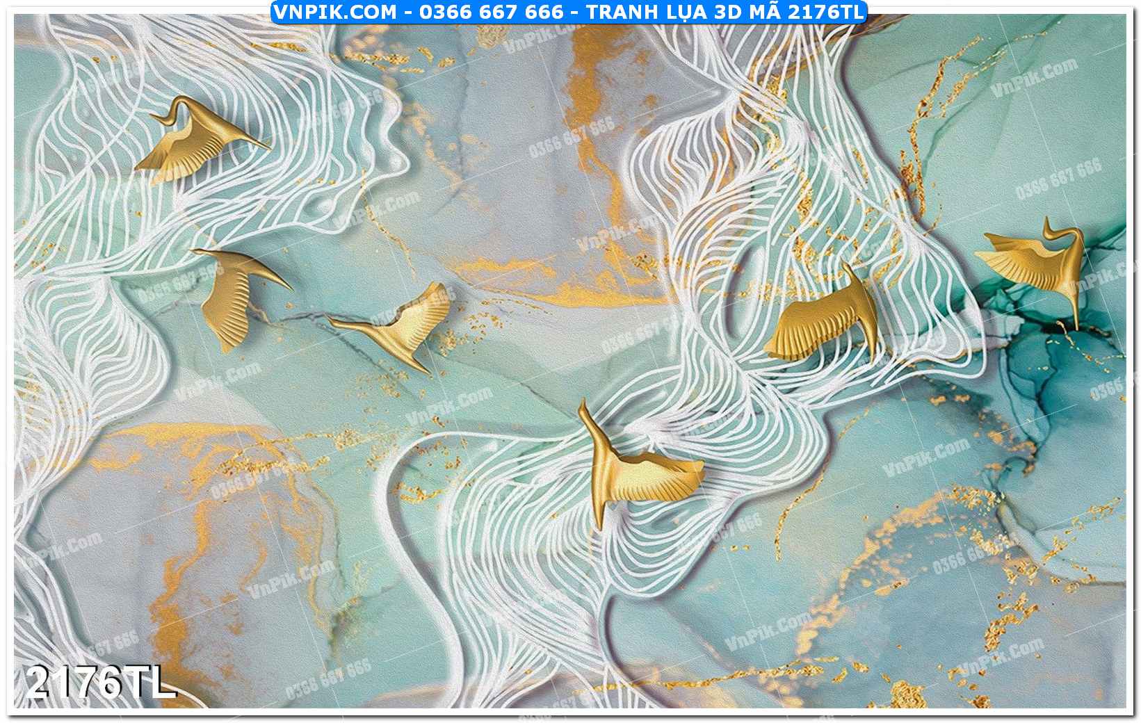 Tranh lụa 3D – Tranh trang trí dán tường 2176TL