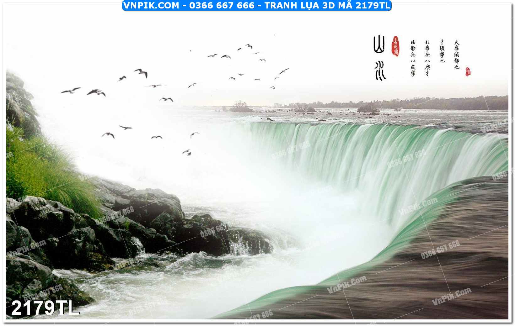 Tranh lụa 3D – Tranh trang trí dán tường 2179TL