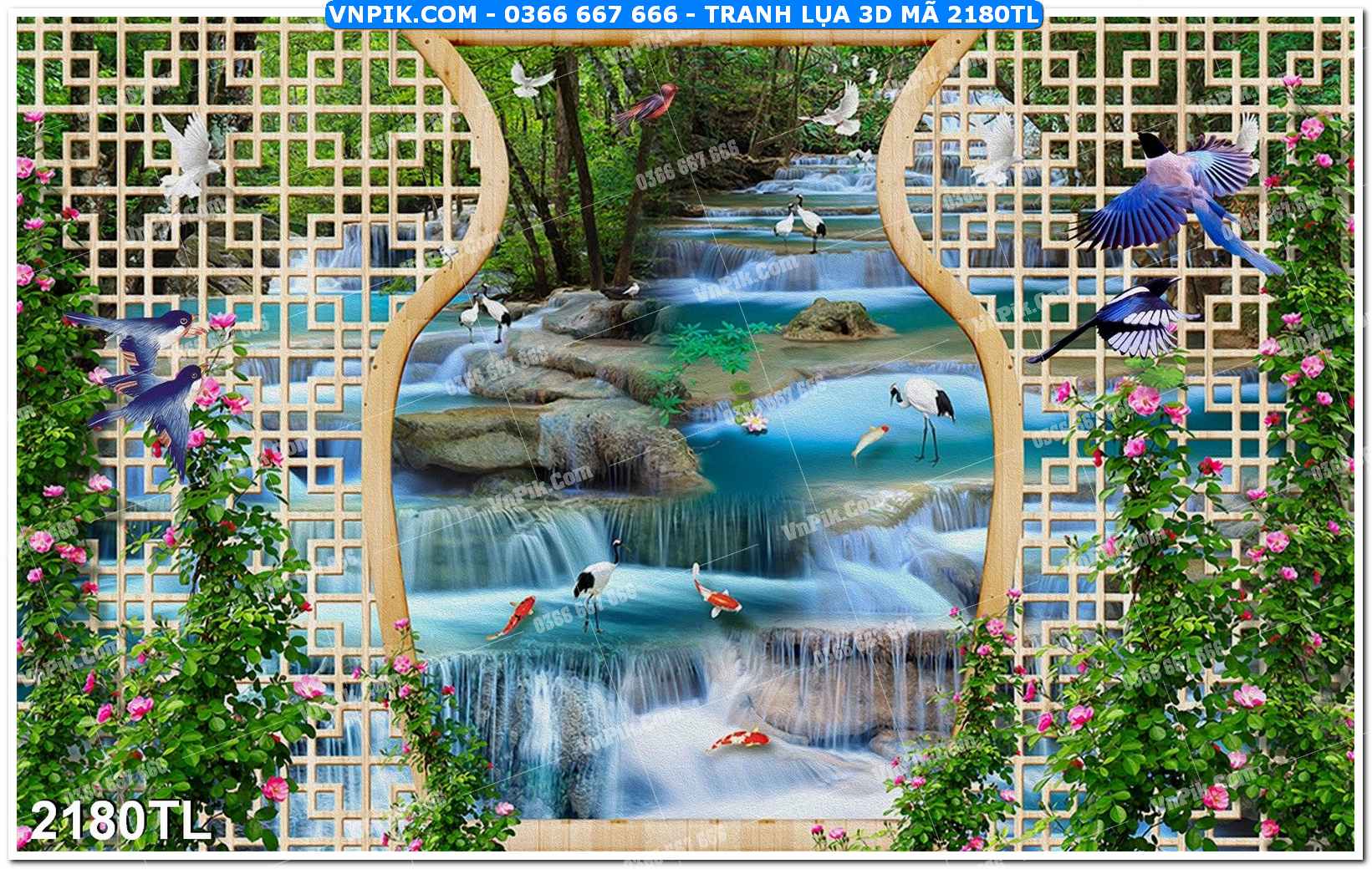 Tranh lụa 3D – Tranh trang trí dán tường 2180TL