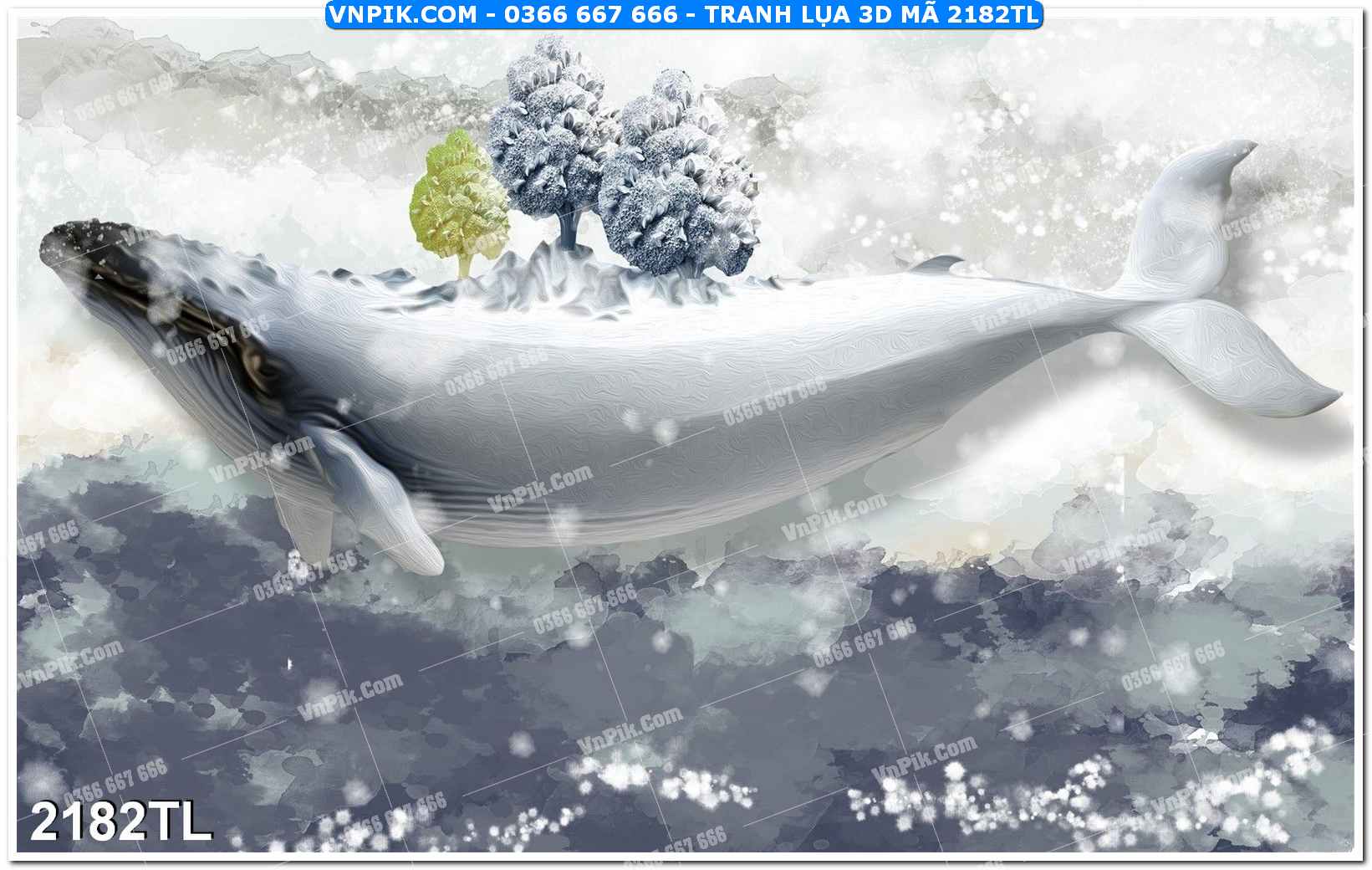 Tranh lụa 3D – Tranh trang trí dán tường 2182TL