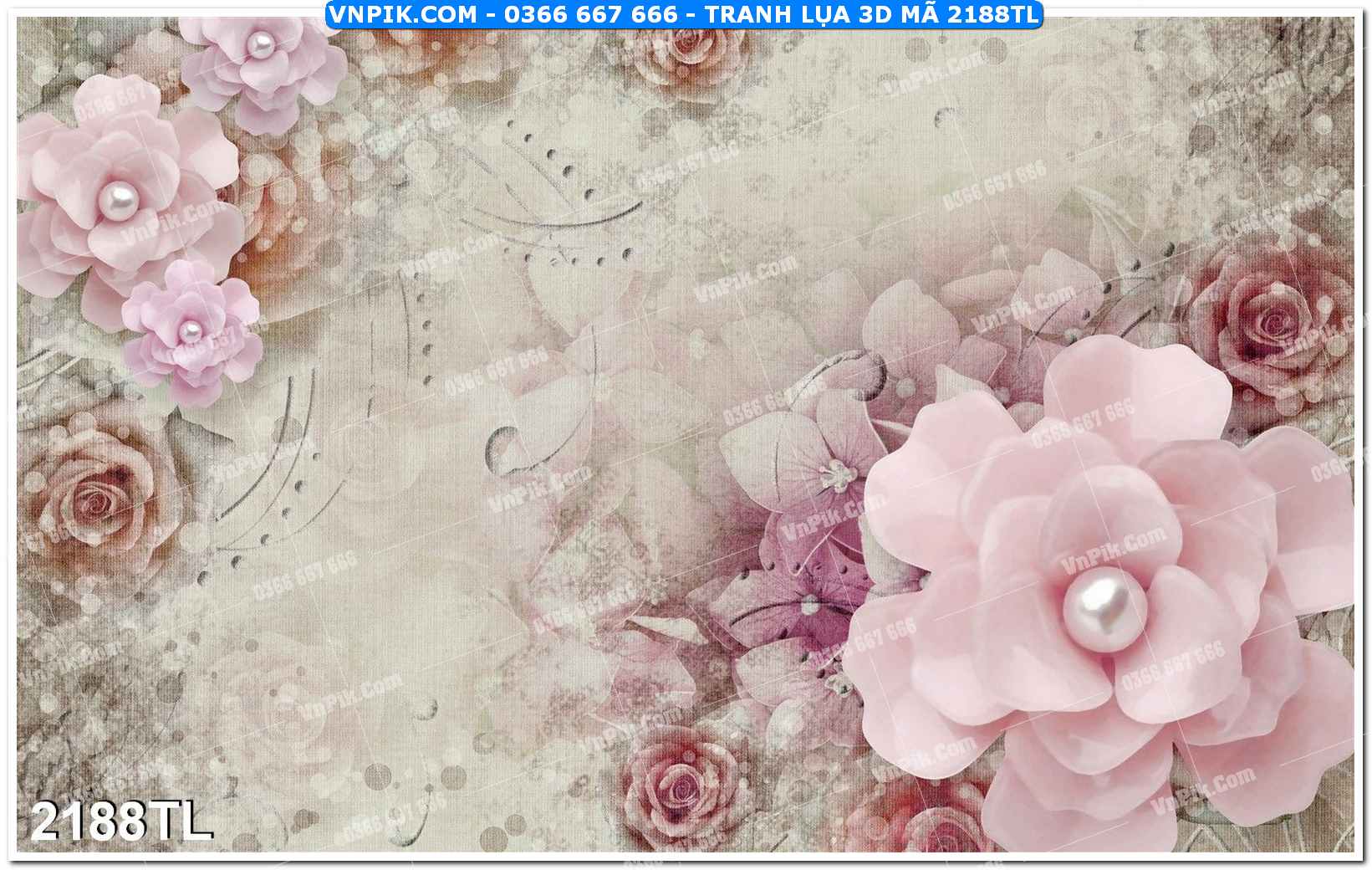 Tranh lụa 3D – Tranh trang trí dán tường 2188TL