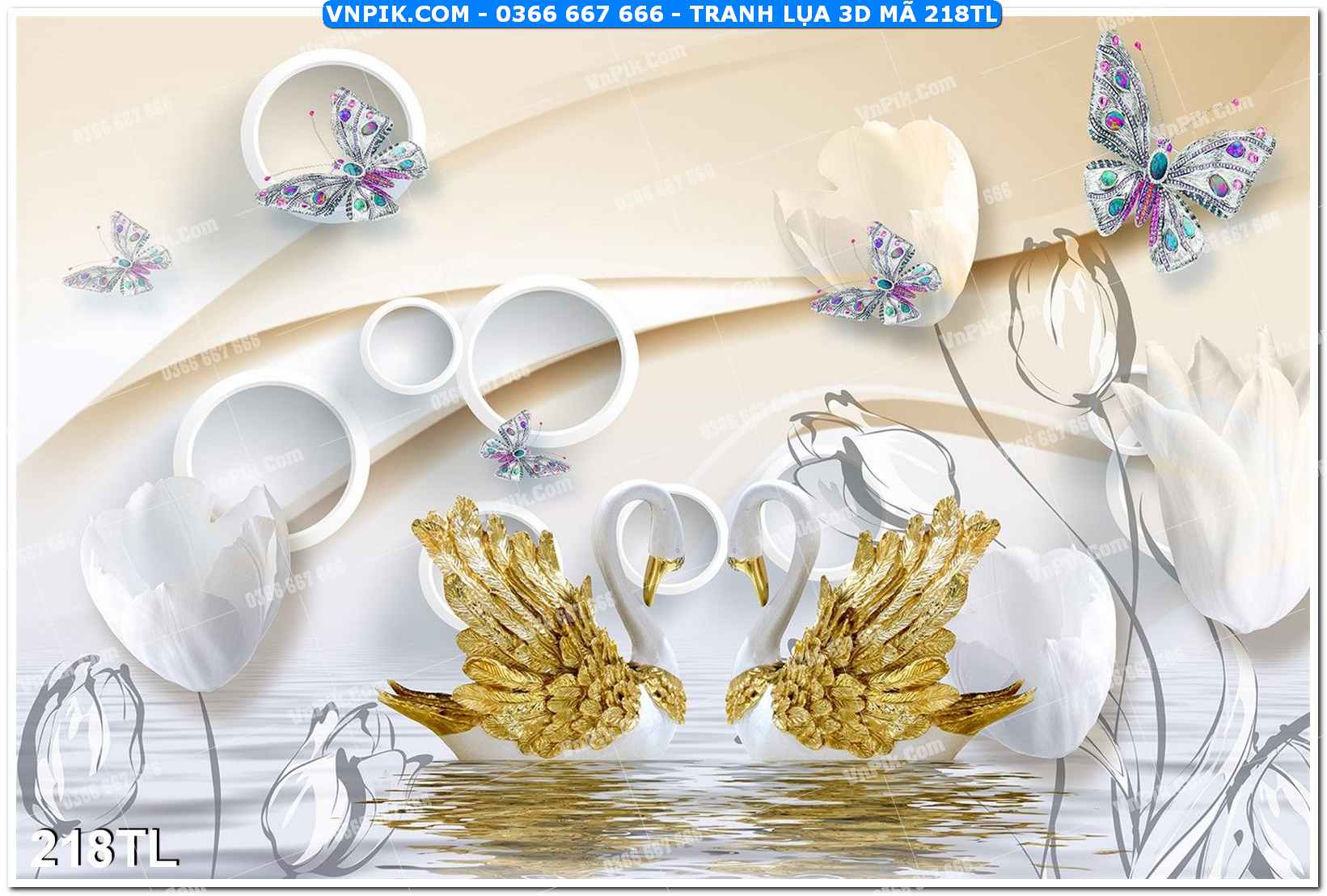 Tranh lụa 3D – Tranh trang trí dán tường 218TL