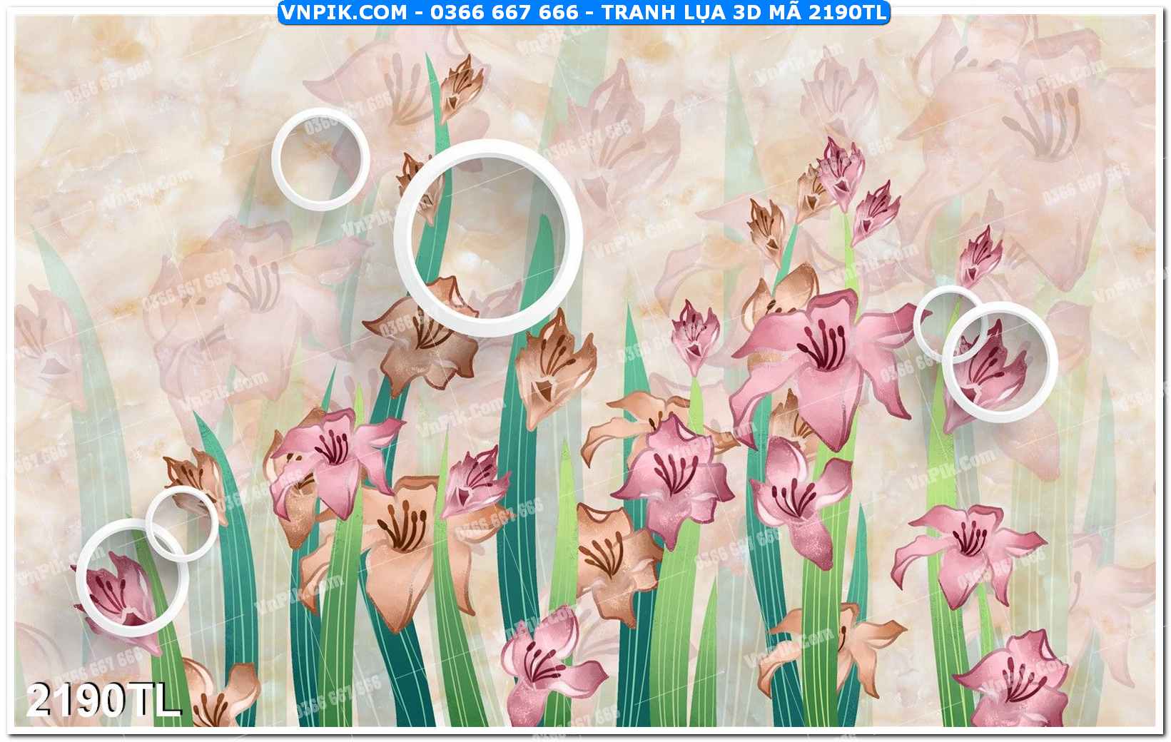 Tranh lụa 3D – Tranh trang trí dán tường 2190TL
