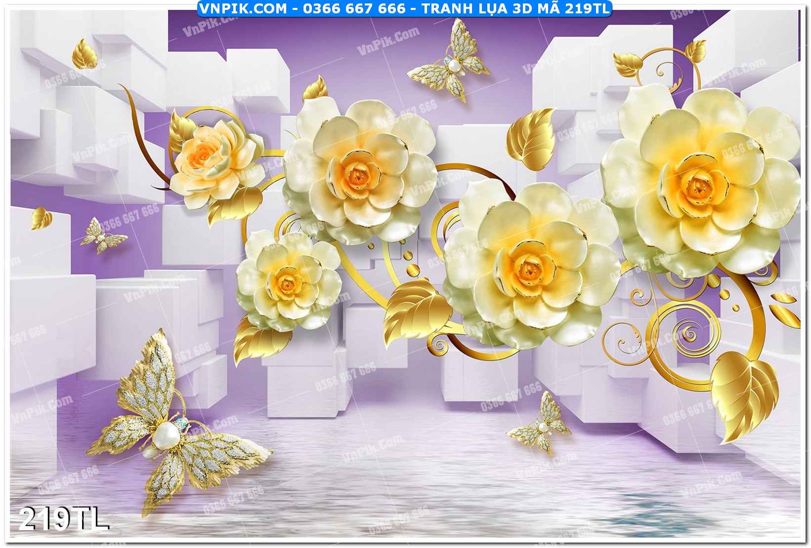 Tranh lụa 3D – Tranh trang trí dán tường 219TL