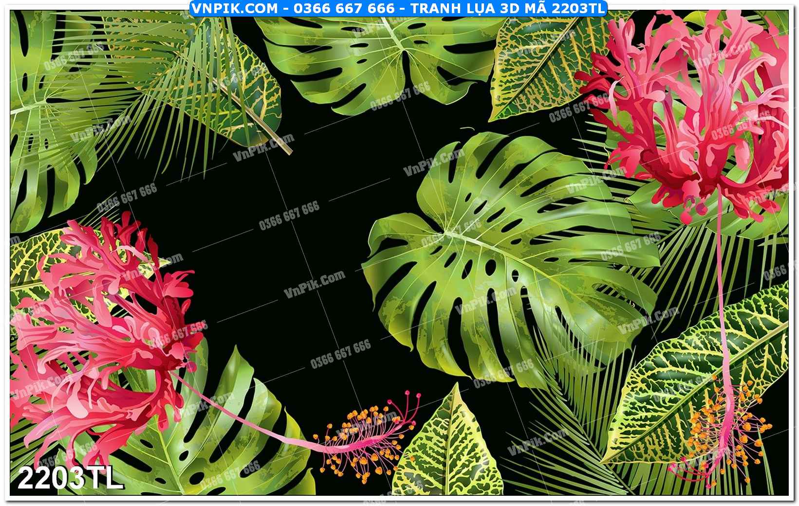 Tranh lụa 3D – Tranh trang trí dán tường 2203TL