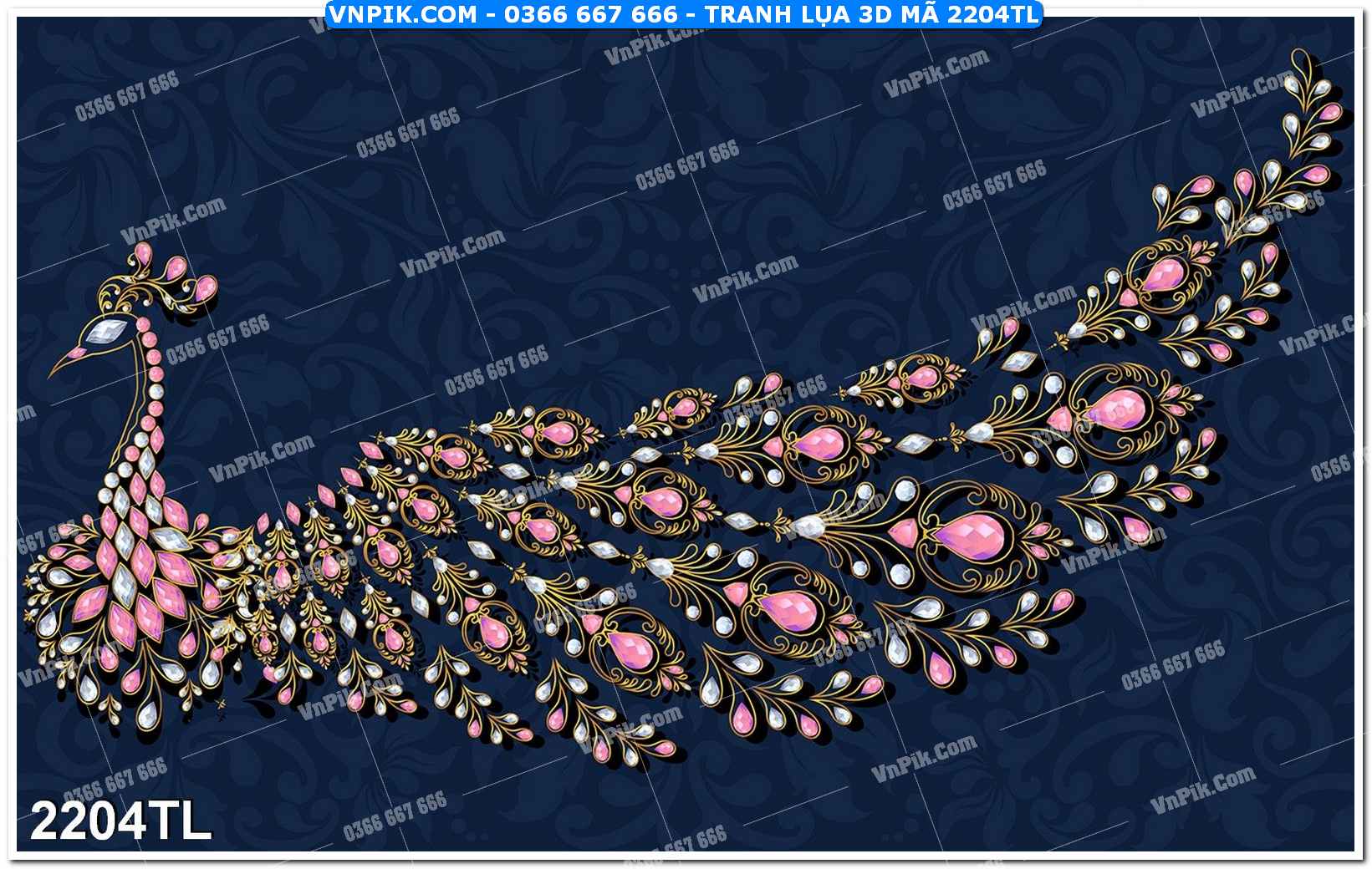Tranh lụa 3D – Tranh trang trí dán tường 2204TL
