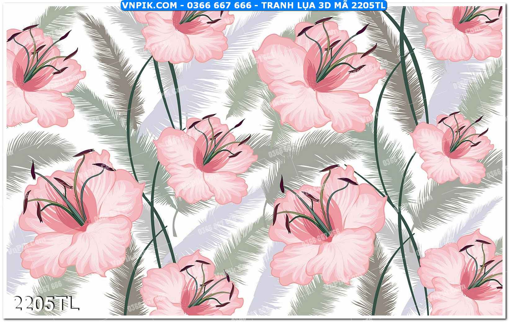 Tranh lụa 3D – Tranh trang trí dán tường 2205TL