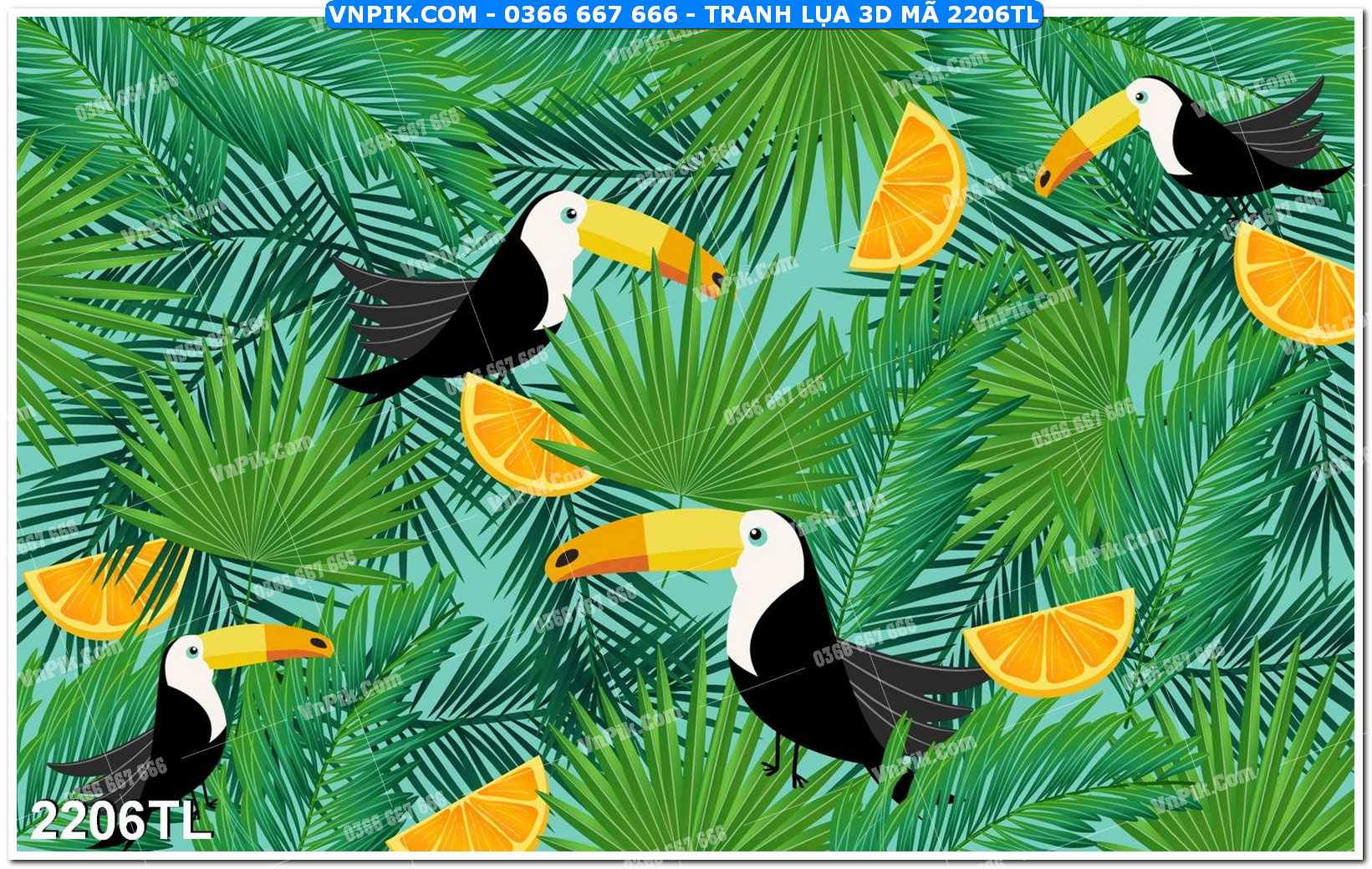 Tranh lụa 3D – Tranh trang trí dán tường 2206TL