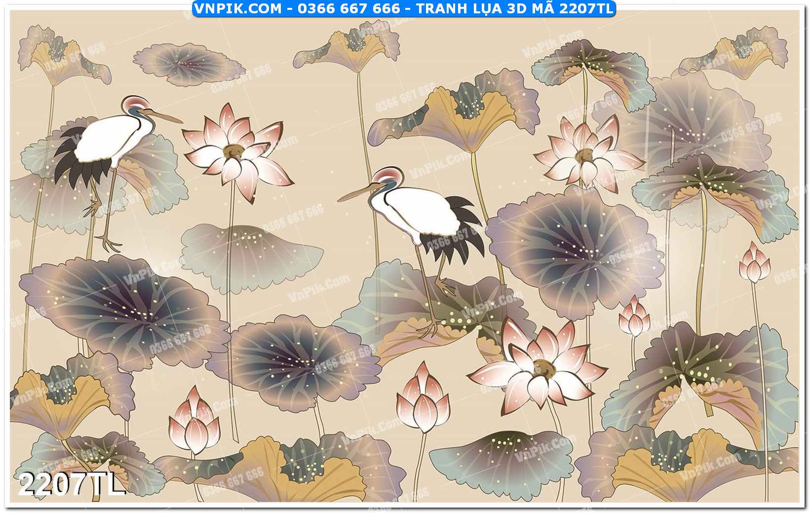 Tranh lụa 3D – Tranh trang trí dán tường 2207TL