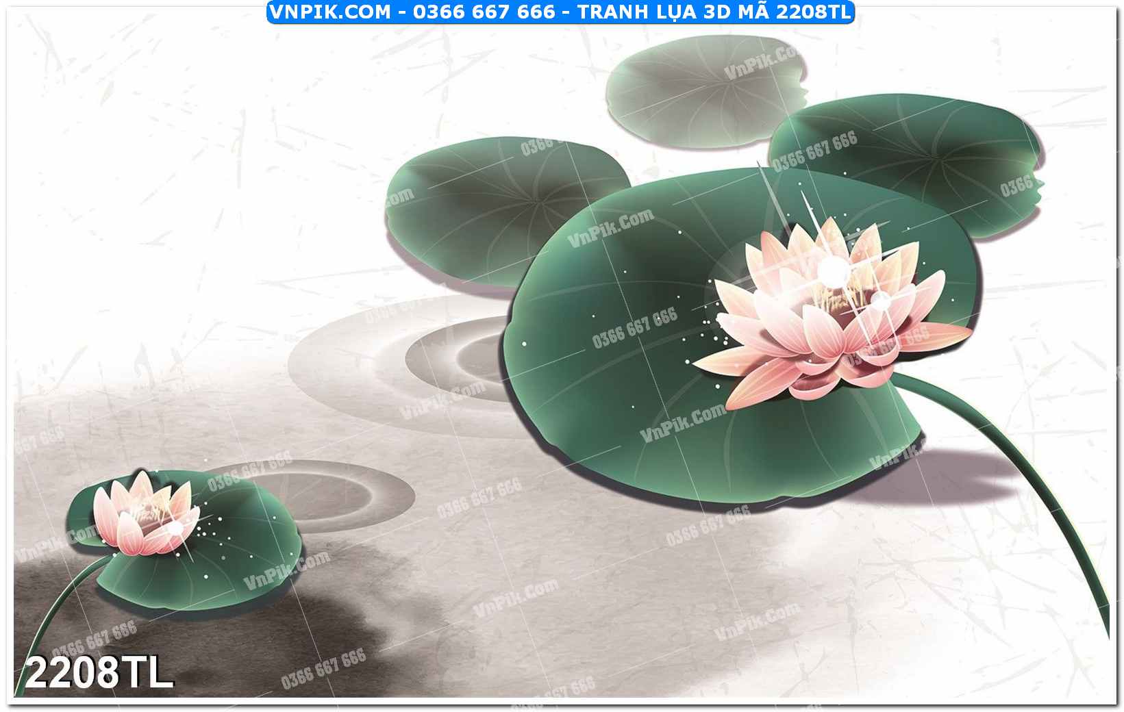 Tranh lụa 3D – Tranh trang trí dán tường 2208TL