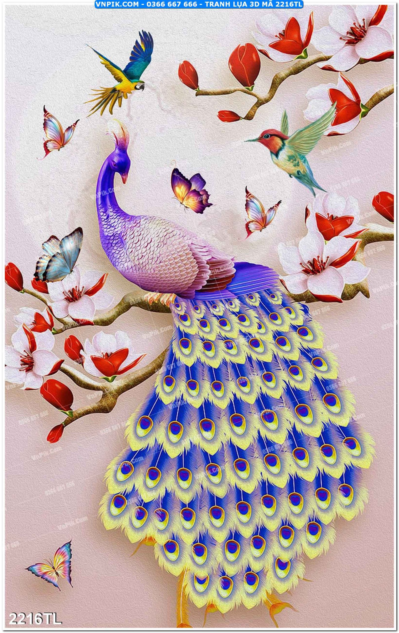 Tranh lụa 3D – Tranh trang trí dán tường 2216TL