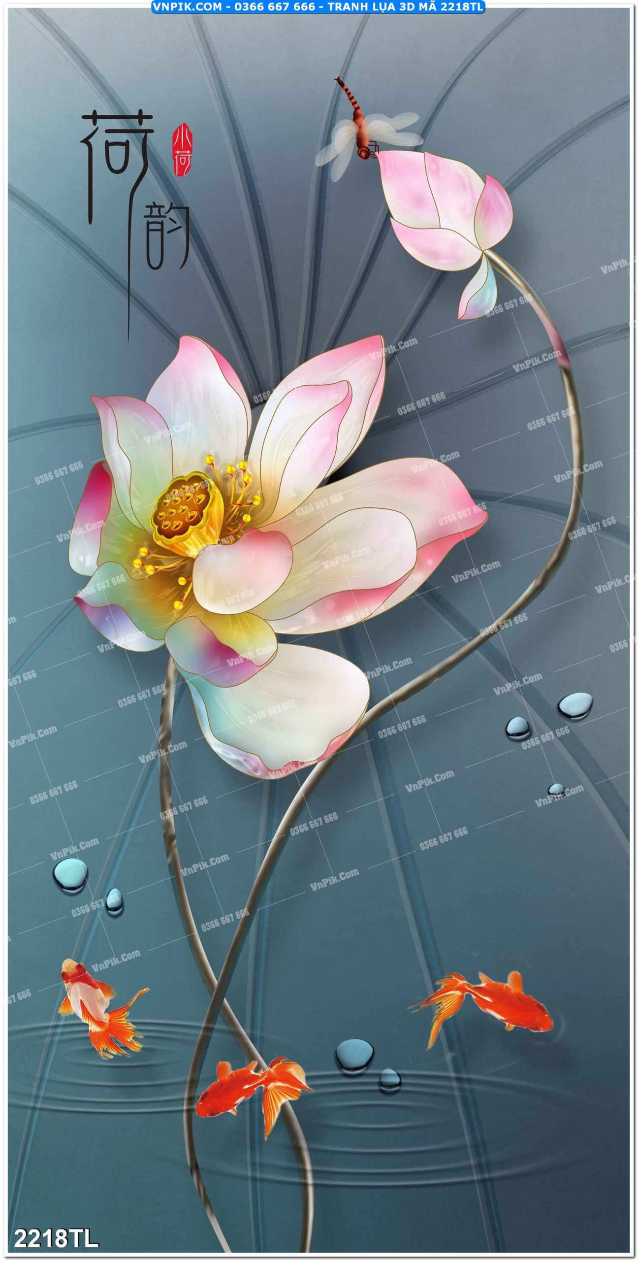 Tranh lụa 3D – Tranh trang trí dán tường 2218TL