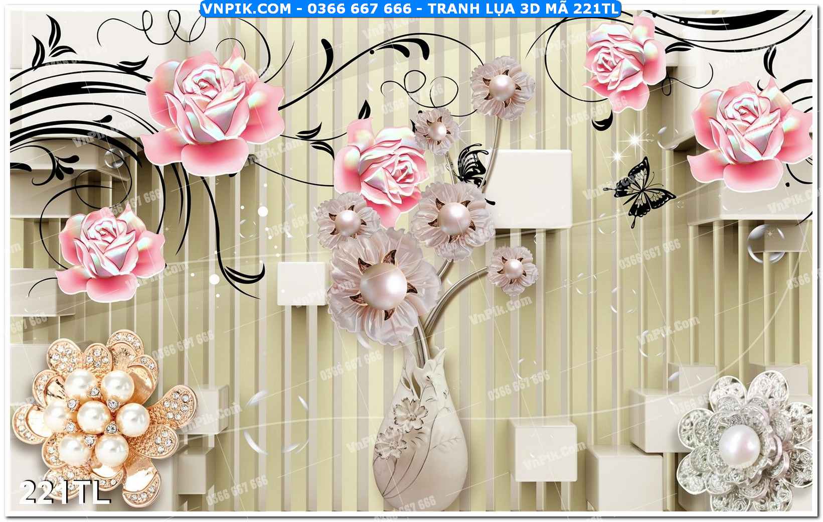 Tranh lụa 3D – Tranh trang trí dán tường 221TL