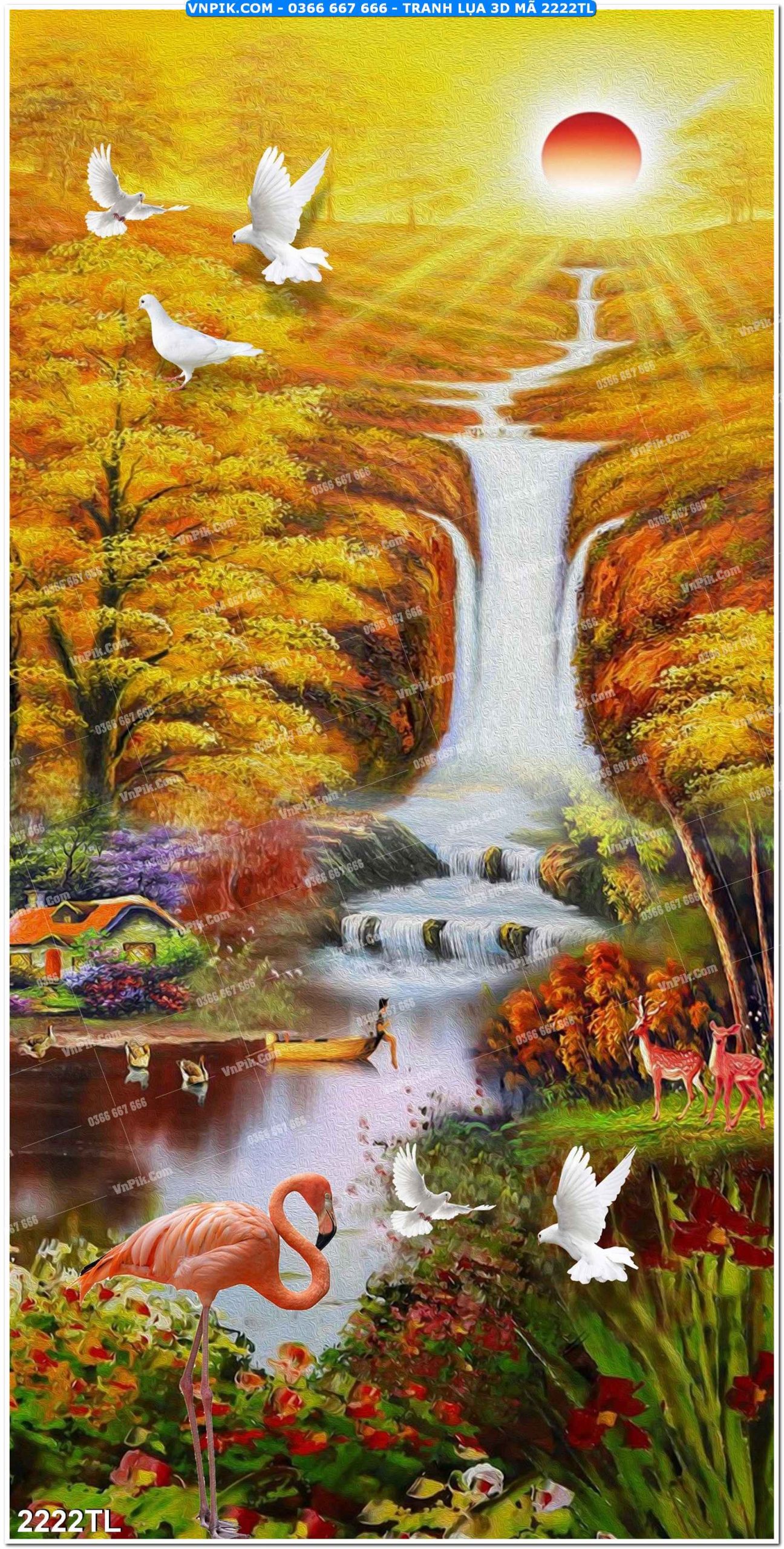 Tranh lụa 3D – Tranh trang trí dán tường 2222TL