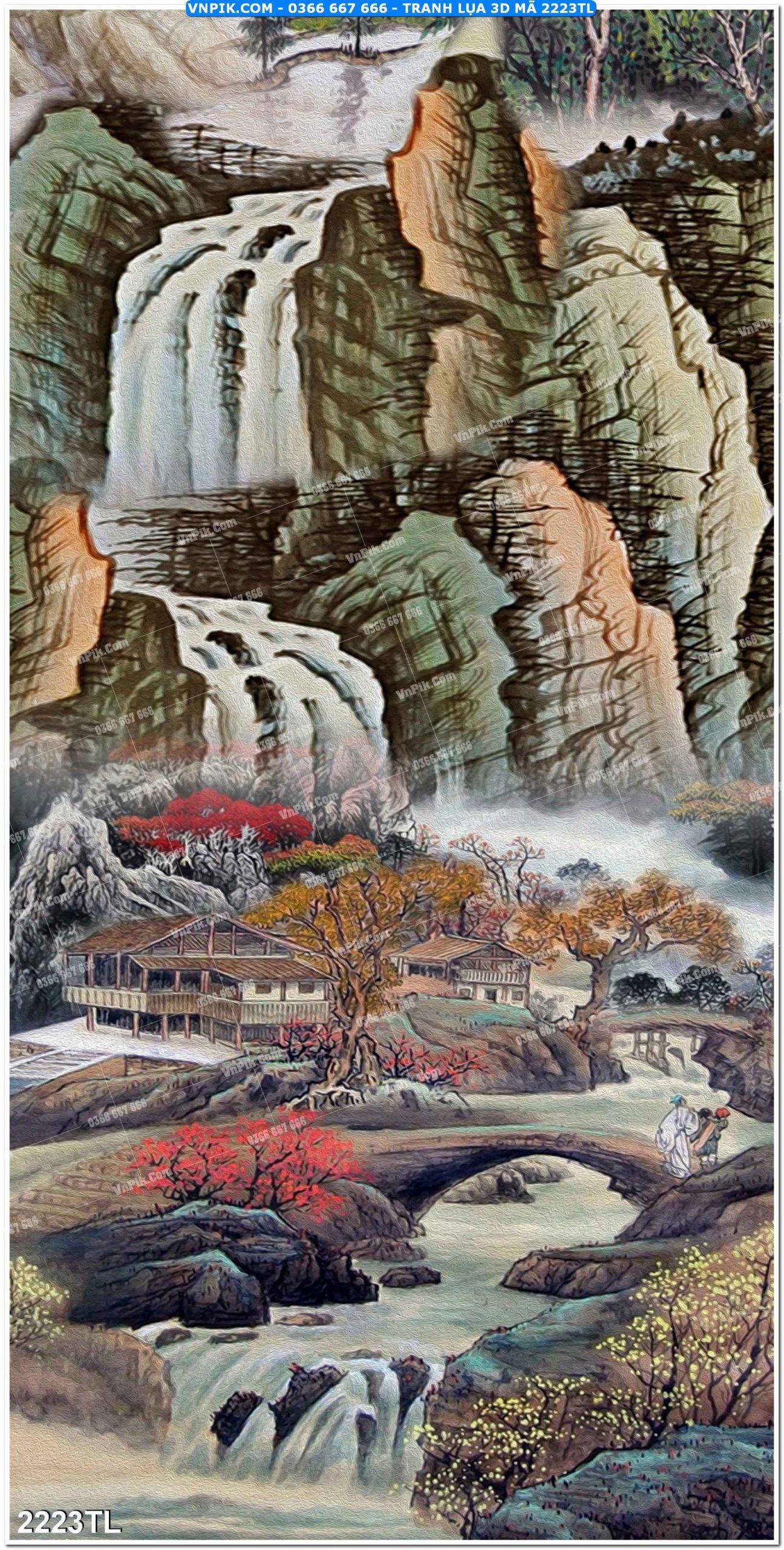 Tranh lụa 3D – Tranh trang trí dán tường 2223TL
