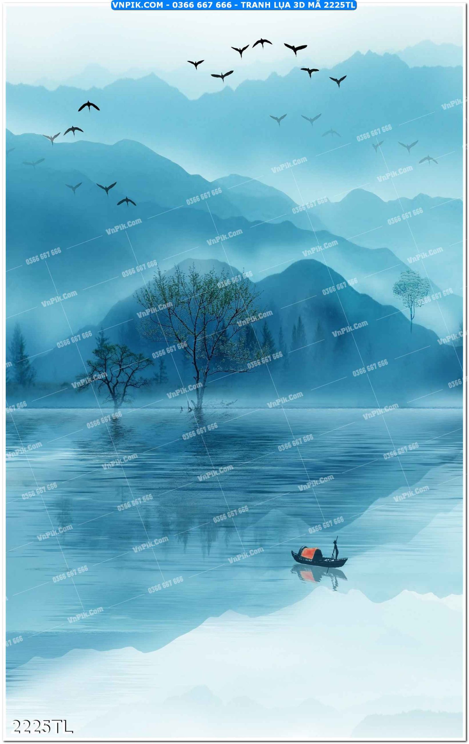 Tranh lụa 3D – Tranh trang trí dán tường 2225TL